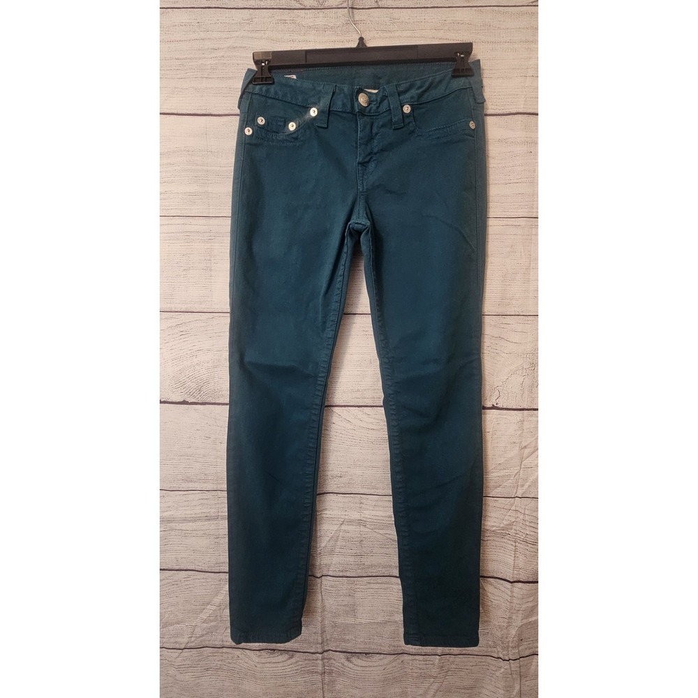 True Religion Halle Mid Rise Teal Skinny Jeans Women's 29x29 (Tag Size 28)  L111